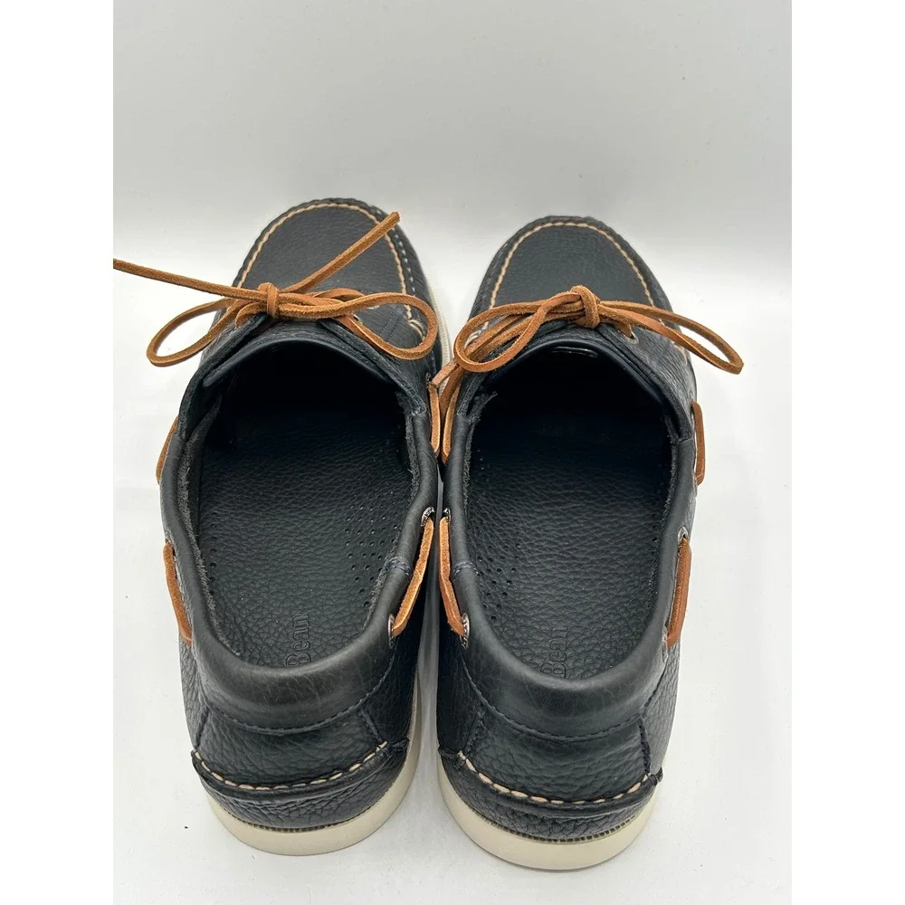 LL Bean Casco Bay Boat Shoes Men Sz 11.5 D Navy Blue Pebbled Leather 233933